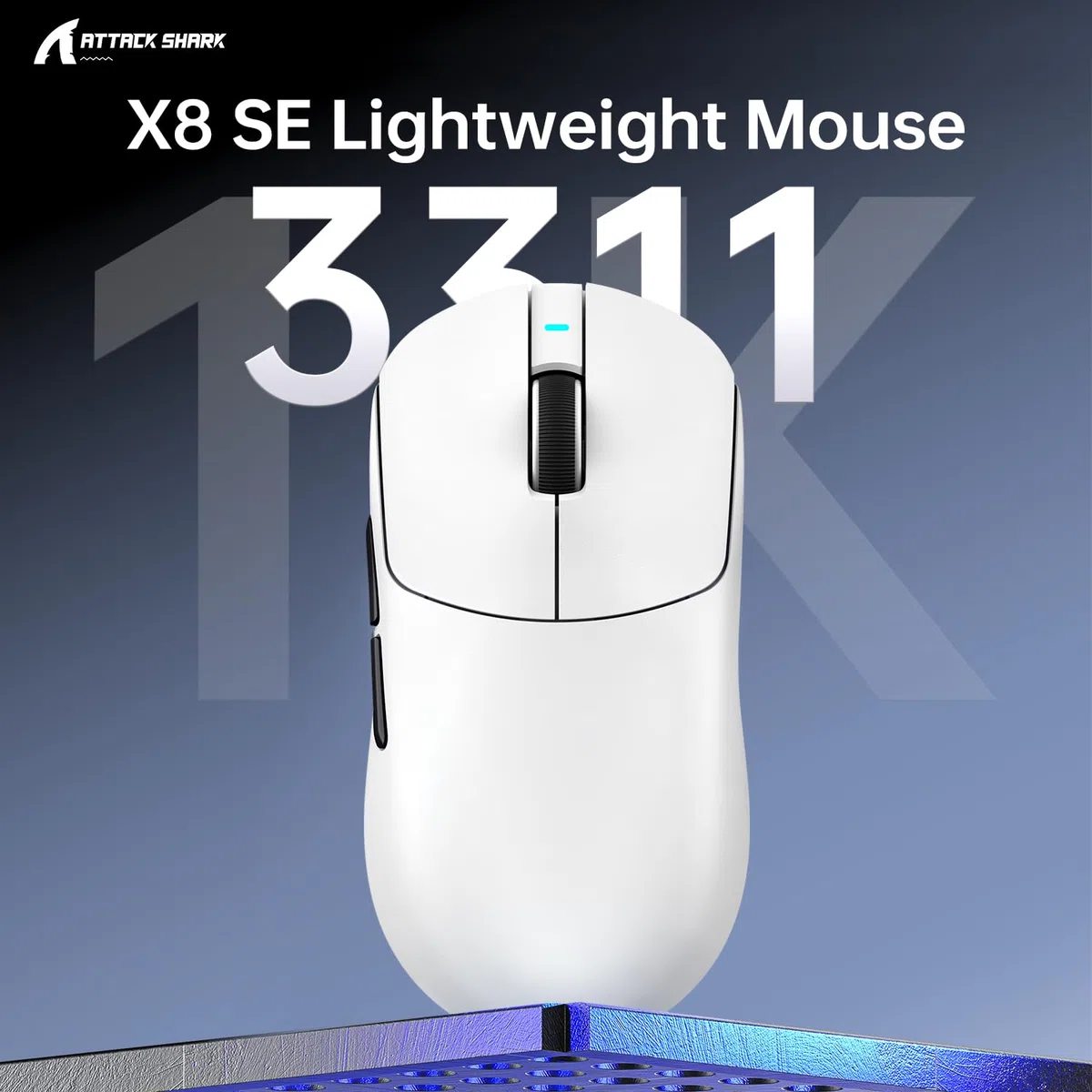 ATTACK SHARK X8SE Gaming Mouse 55g Superlight PixArt PAW3311 Wireless Wired Adjustable DPI 25000 500mAh White