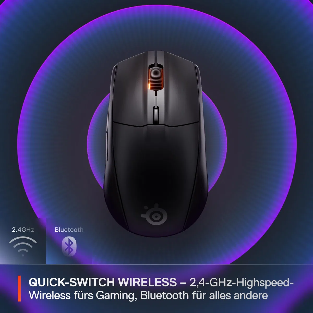 SteelSeries Rival 3 Wireless Gen 2 Gaming-Maus – 2,4 GHz Bluetooth – 18.000 DPI TrueMove Air-Optiksensor – 60 Mio. Klicks – PTFE-Gleitfüße – Schwarz
