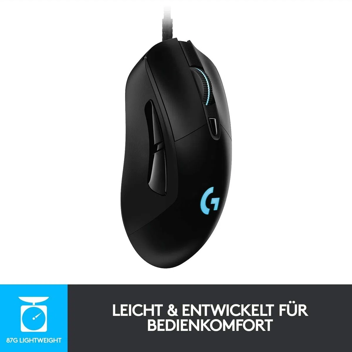 Logitech G403 HERO Gaming-Maus, HERO 25K DPI Sensor, LIGHTSYNC RGB, 87g, 10g Gewicht, geflochtenes Kabel, Schwarz