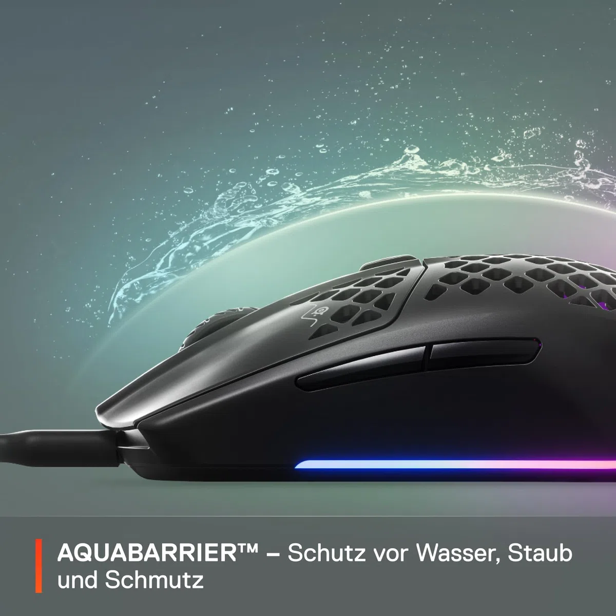 SteelSeries Aerox 3 Superleichte Gaming-Maus Optischer TrueMove Core Sensor 8500 CPI Wasserfest Schwarz