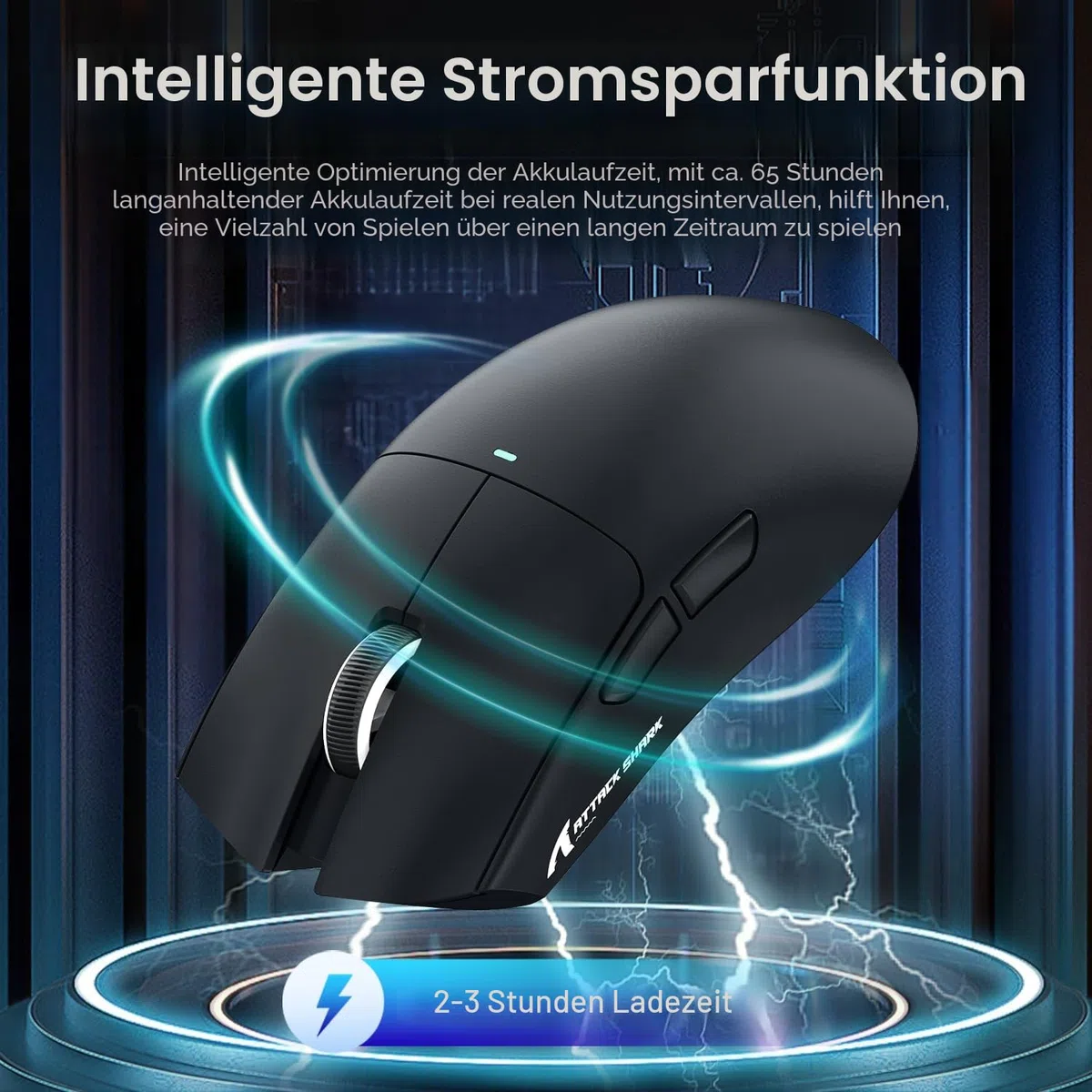 ATTACK SHARK X11 Gaming Mouse mit Magnetic Charging Dock, PixArt PAW3311 Sensor, 22000 DPI, BT/2.4G Wireless/Wired, Schwarz