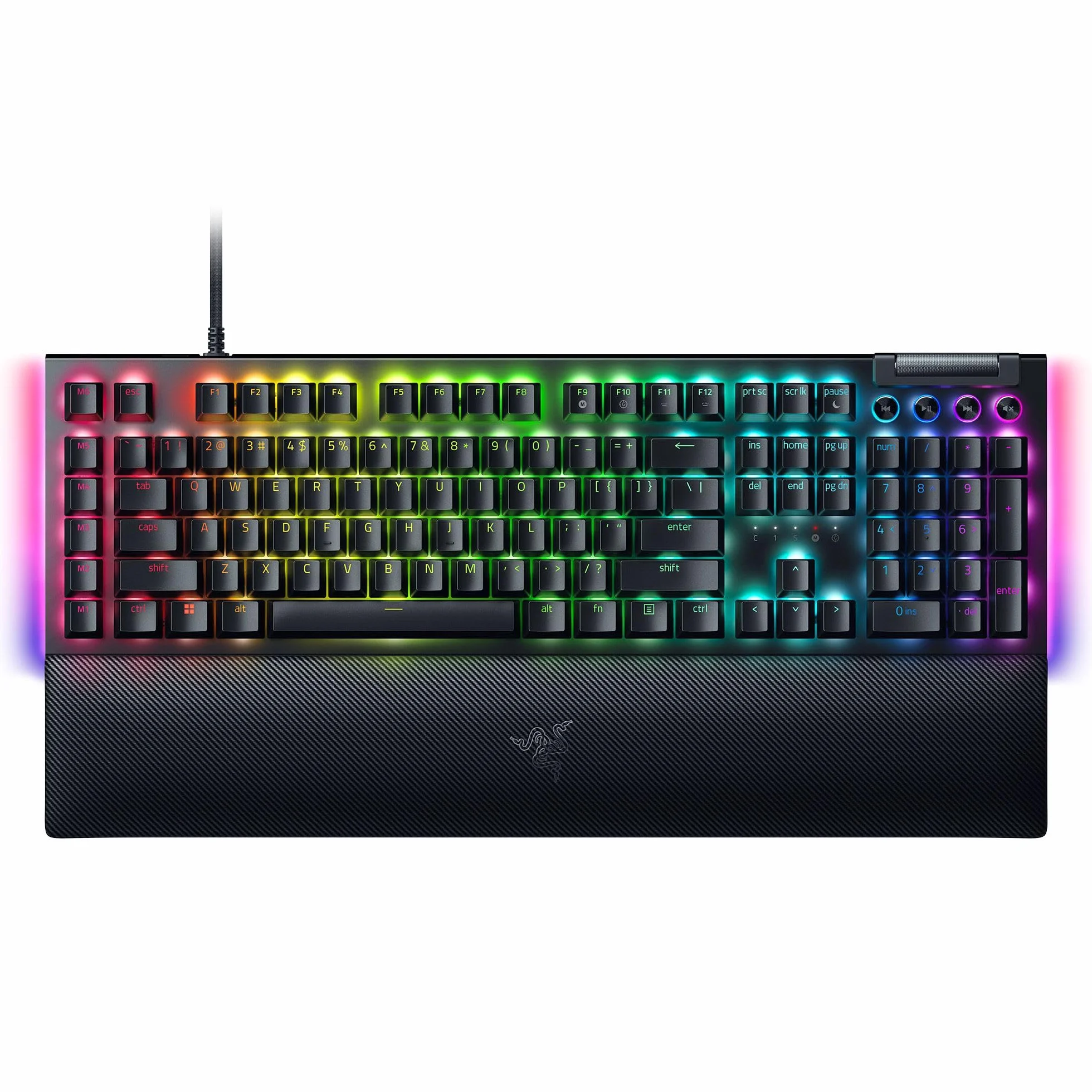 Razer BlackWidow V4 Mechanische Gaming-Tastatur Chroma RGB Green Switches Makro-Tasten Doubleshot-ABS-Tastenkappen QWERTZ DE-Layout Schwarz