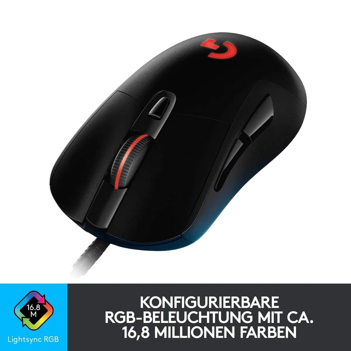 Logitech G403 HERO Gaming-Maus, HERO 25K DPI Sensor, LIGHTSYNC RGB, 87g, 10g Gewicht, geflochtenes Kabel, Schwarz