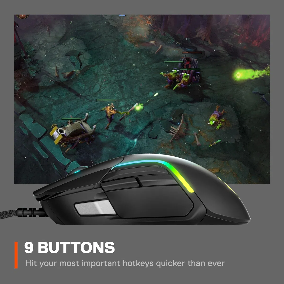 SteelSeries Rival 5 Gaming-Maus TrueMove Air Optische Sensor 18CPI 9 programmierbare Tasten 85 Gramm Schwarz