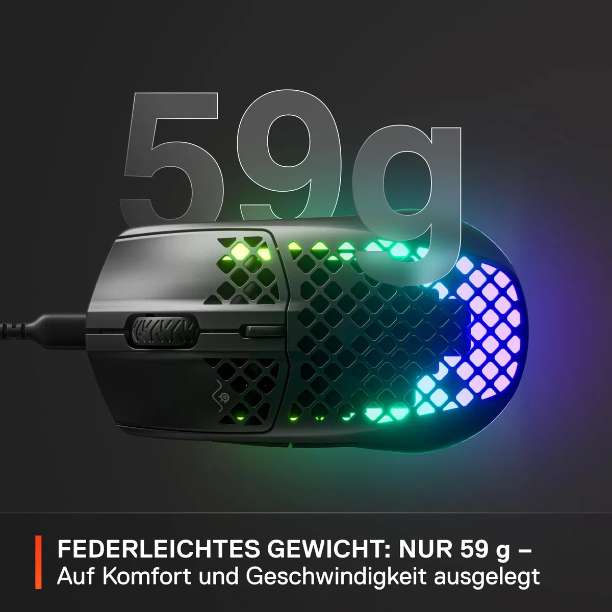 SteelSeries Aerox 3 Superleichte Gaming-Maus Optischer TrueMove Core Sensor 8500 CPI Wasserfest Schwarz