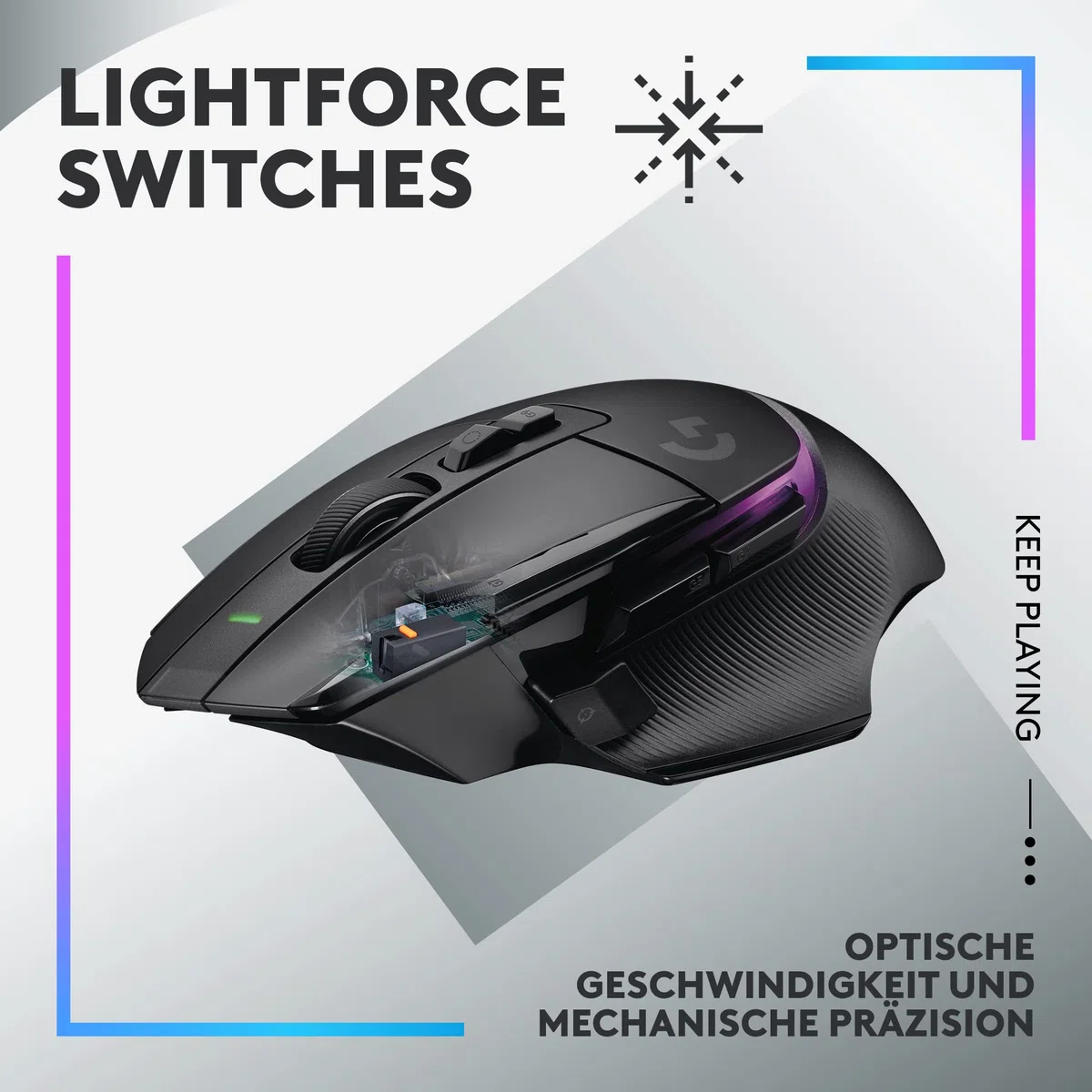 Logitech G502 X Plus Lightspeed Souris Gaming RVB Sans Fil Noir - Optique LIGHTFORCE, LIGHTSYNC, Capteur Hero 25K, PC/Mac