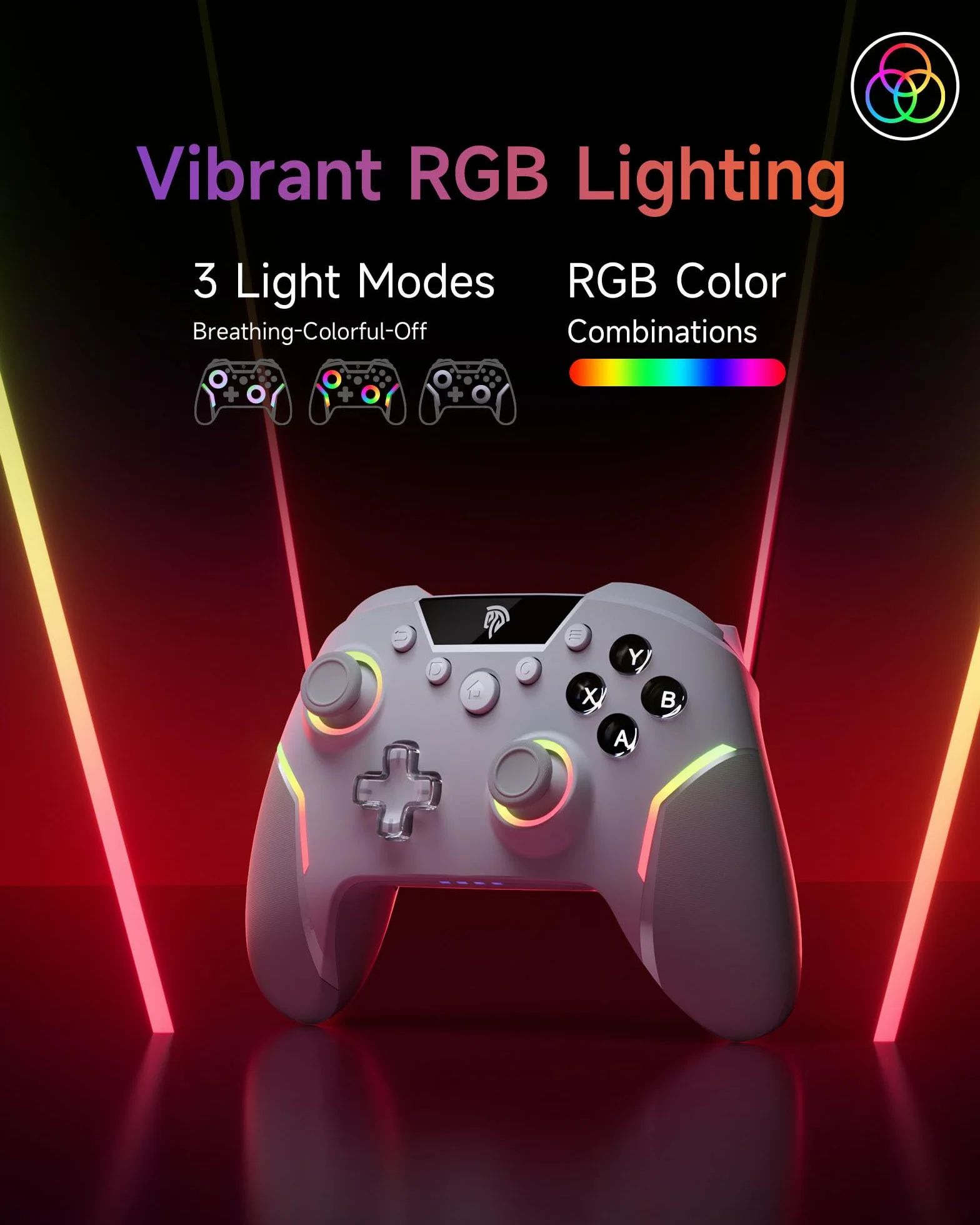 EasySMX X20 Wireless Controller PC RGB Bluetooth 2 in 1 Trigger Hall Joystick Mechanische Tasten 6 Achsen Gyro Kompatibel PC Switch Handy Weiß