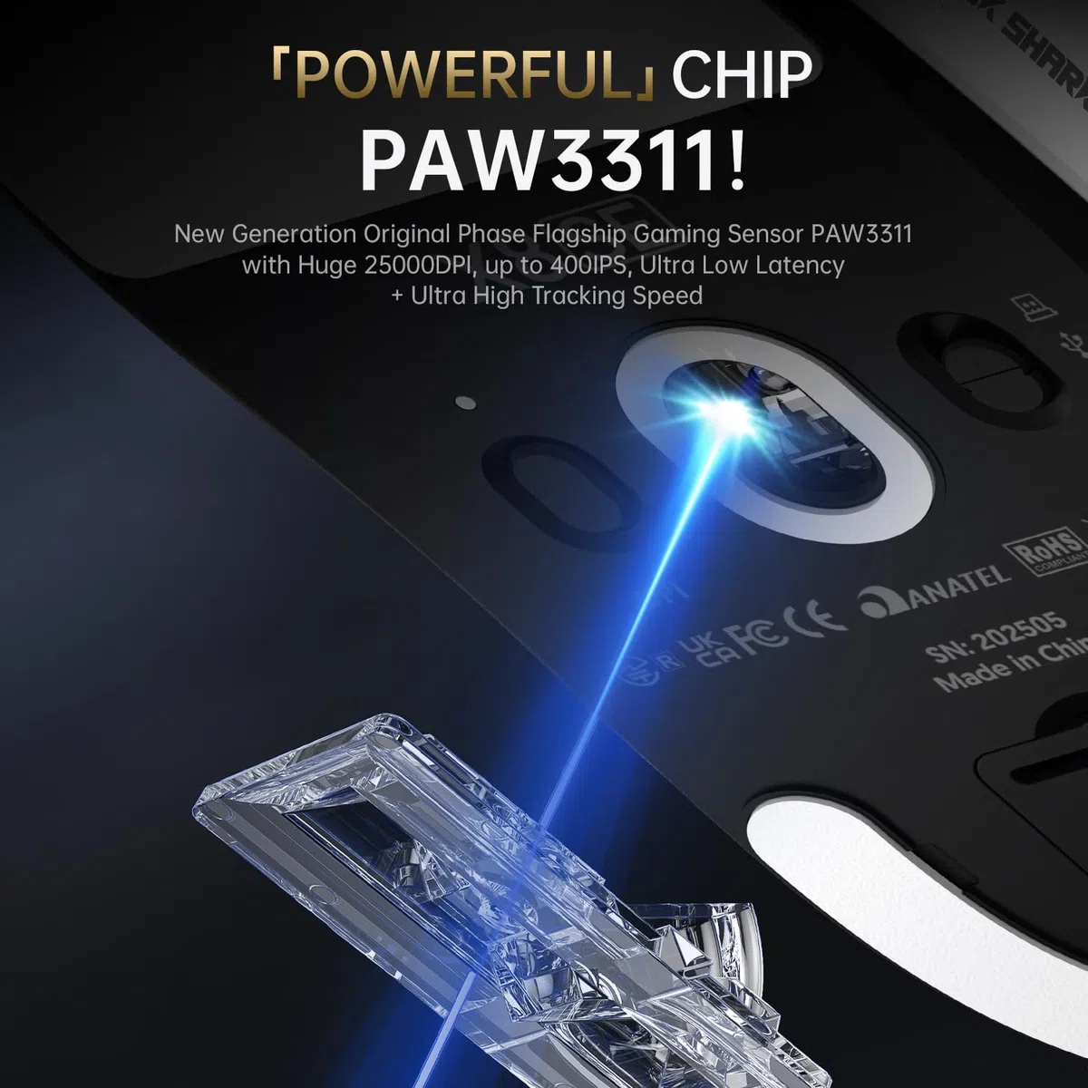 ATTACK SHARK X8SE Gaming Mouse 55g Superlight PixArt PAW3311 Wireless Wired Adjustable DPI 25000 500mAh White