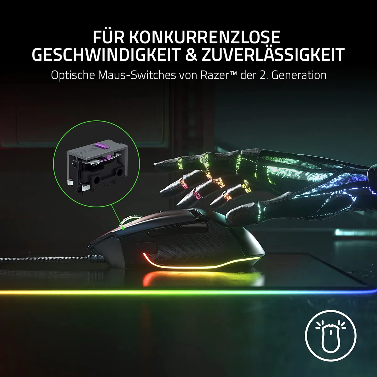 Razer Basilisk V3 Kabelgebundene Gaming Maus mit Chroma RGB für PC Mac Schwarz