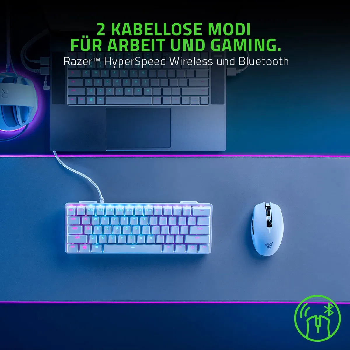 Razer Orochi V2 Mercury kabellose Gaming-Maus 950 Stunden Batterie-Laufzeit Weiß