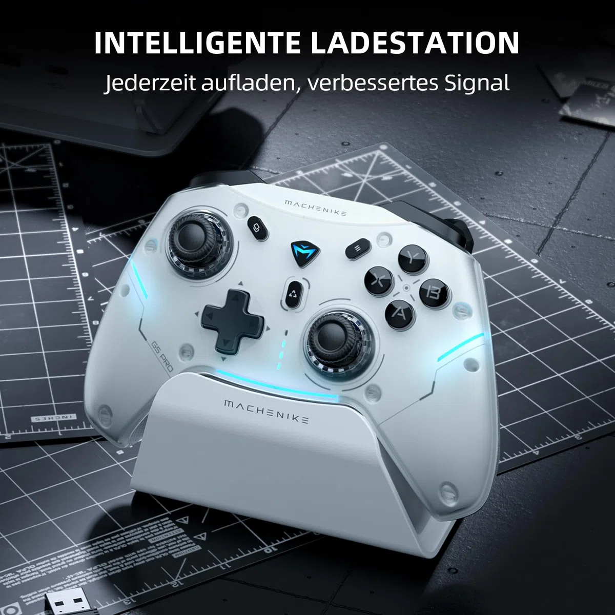 Machenike G5PROMAXSE Bluetooth Controller 1000Hz Hall Effect Joysticks Trigger Gaming Controller Wireless PC Switch iOS Android 2 Rücktasten Weiß